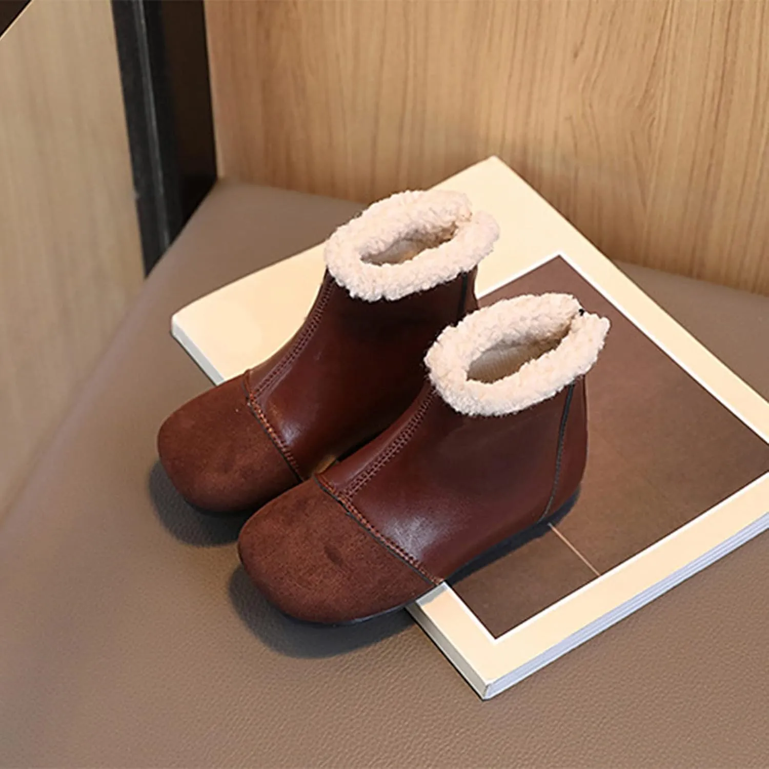 Girl Boots Fashion Winter Children Boots Boys And Girls Ankle Boots Flat Bottom Flat Heel Round Toe High Top Ankle Boots