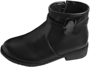 Girl Boots Girls Butterfly Decor Zip Side Boots Western Boots Kids Ankle Boots Girls Low Heel High Top Ankle Boots