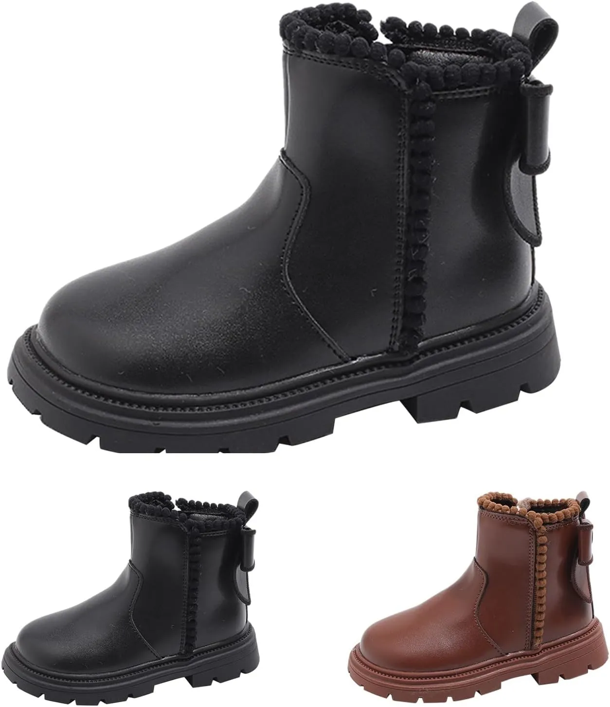Girl Boots Girls Spring Autumn Winter Plus Velvet Warm Side Zipper Short Boots Soft Bottom Non Slip High Top Ankle Boots