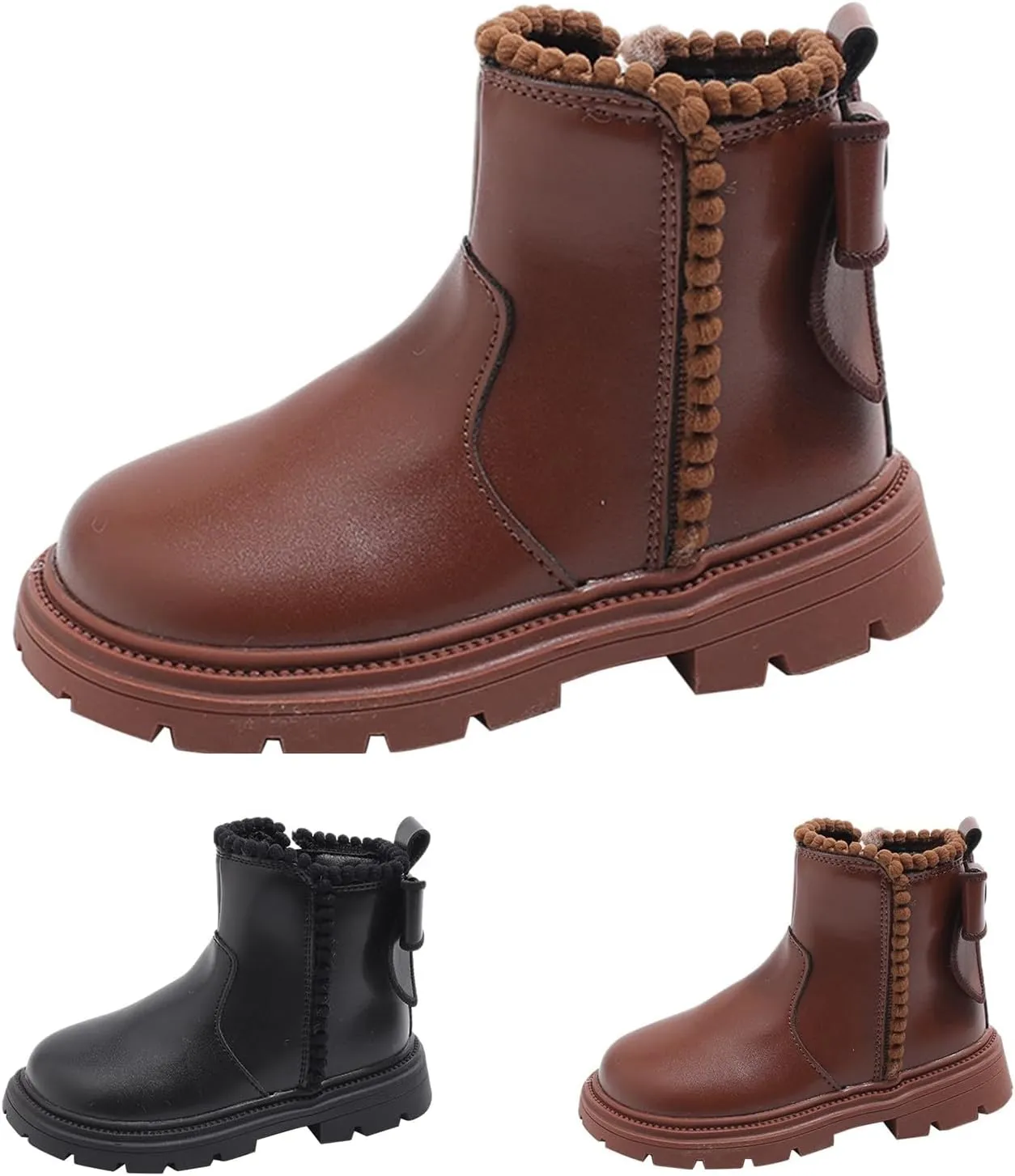 Girl Boots Girls Spring Autumn Winter Plus Velvet Warm Side Zipper Short Boots Soft Bottom Non Slip High Top Ankle Boots