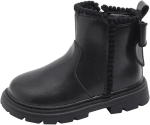 Girl Boots Girls Spring Autumn Winter Plus Velvet Warm Side Zipper Short Boots Soft Bottom Non Slip High Top Ankle Boots