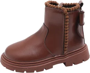 Girl Boots Girls Spring Autumn Winter Plus Velvet Warm Side Zipper Short Boots Soft Bottom Non Slip High Top Ankle Boots