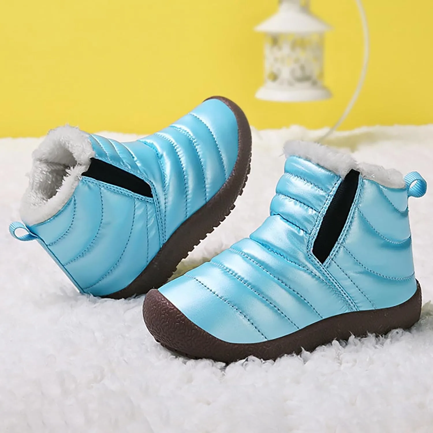 Girls and Boys Snow Fashion Ankle Boots Warm Fuzzy Walking Outdoor Shoes with Zipper (Baby/Toddler/Little Kid)