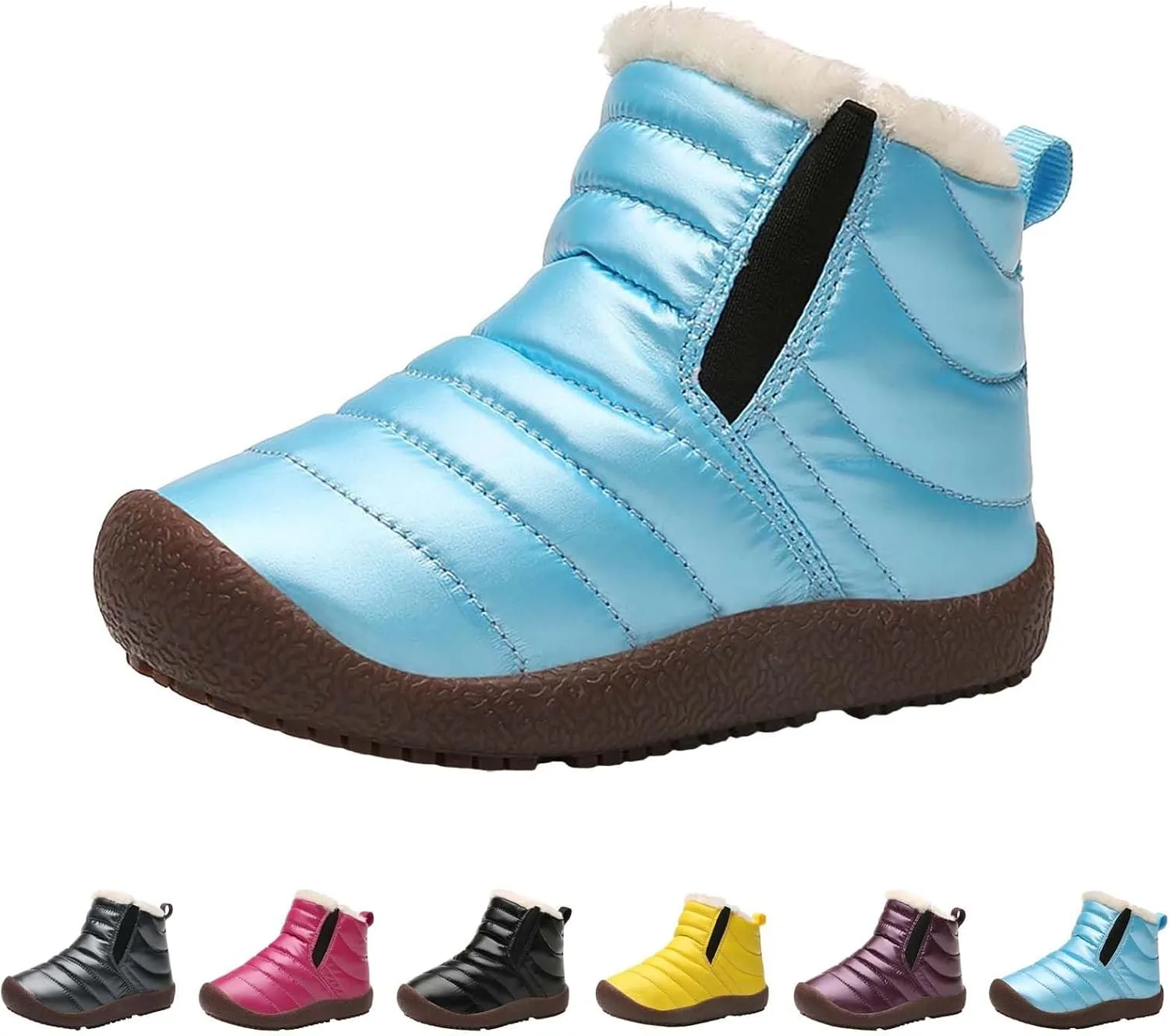 Girls and Boys Snow Fashion Ankle Boots Warm Fuzzy Walking Outdoor Shoes with Zipper (Baby/Toddler/Little Kid)