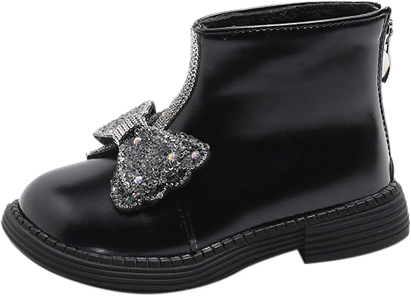 Girls Ankle Boots Girls Spring Autumn Winter Princess Versatile Bow Plus Velvet Warm Back Zipper Outdoor Hiking Shoes