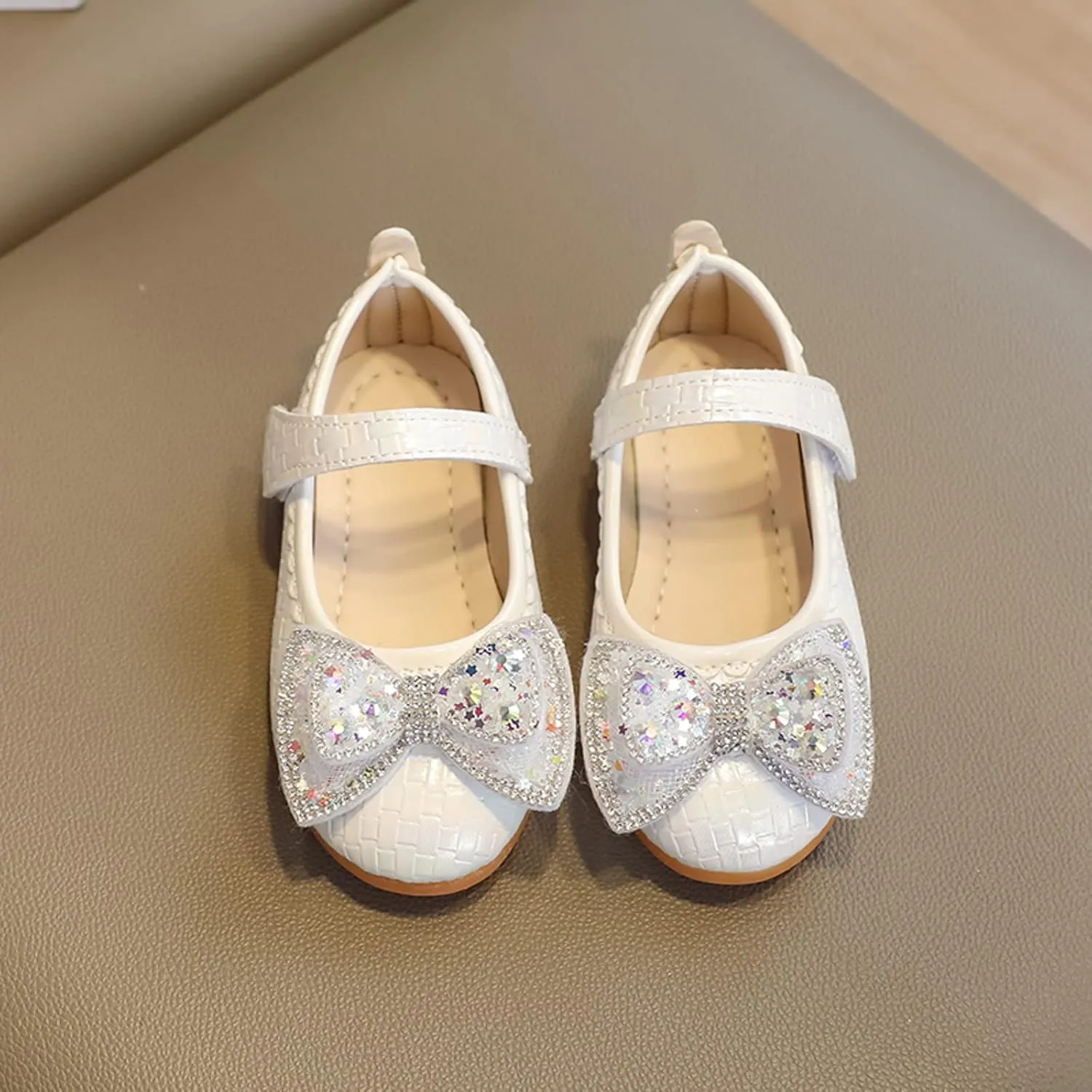 Girls Ballet Flats Bow Pearls Wedding Party Mary Jane Dress Shoes Performance School Uniform Dance Shoes