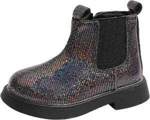 Girls Booties Winter Boots Glitter Ankle Boots Toddler Fashion Shiny Chelsea Boots Non Slip Non Slip Ankle Boots Winter Shoes