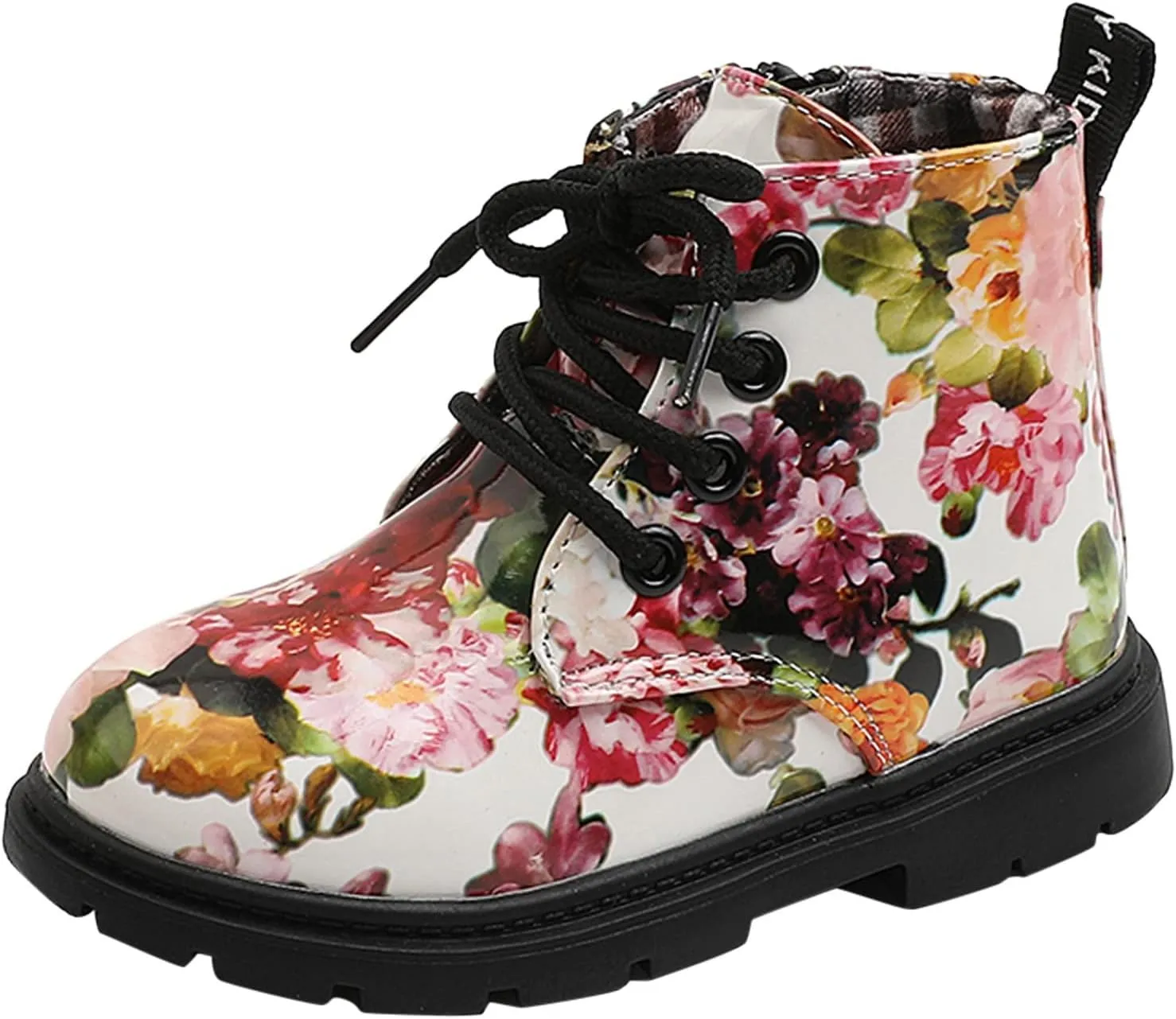 Girls Boots Ankle Boots Toddler Boots Boys And Girls Waterpoor Ankle Boots Side Zipper Booties Floral Print Round Toe