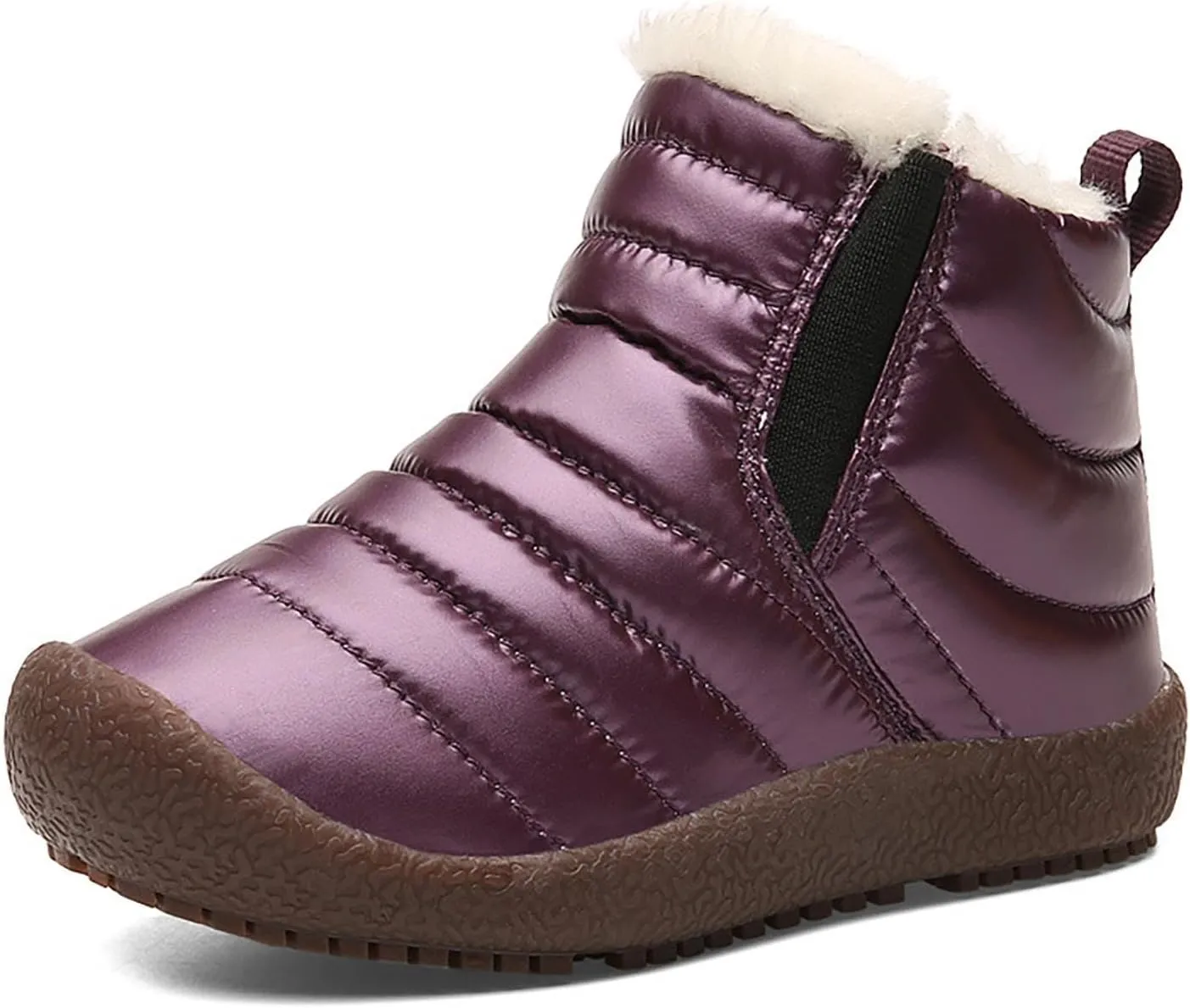 Girls Boys Ankle Snow Boots Faux  Lined Cozy Furry Outdoor Warm Comfortable Non Slip Shoes Winter Solid Flat