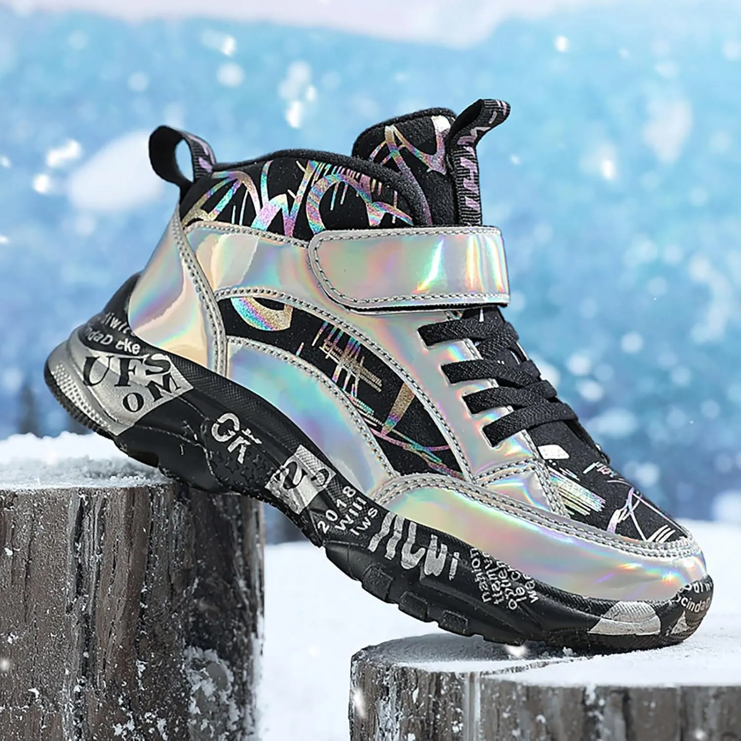 Girls Boys Snow Boots Lace Up Faux Fur Lined Sneakers Winter Warm Outdoor Shoes for Unisex Kids(/Little Kid/Big Kid)