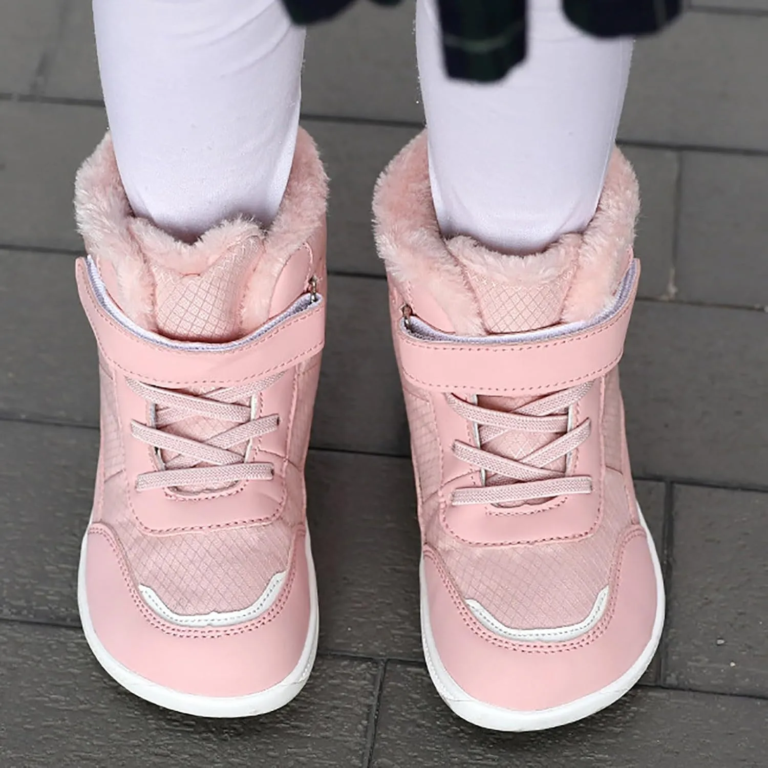 Girls Boys Winter Boots Kids Unisex Adjustable Strap Fleece Lined Snow Shoes Casual Thicken Warm Ankle Boots