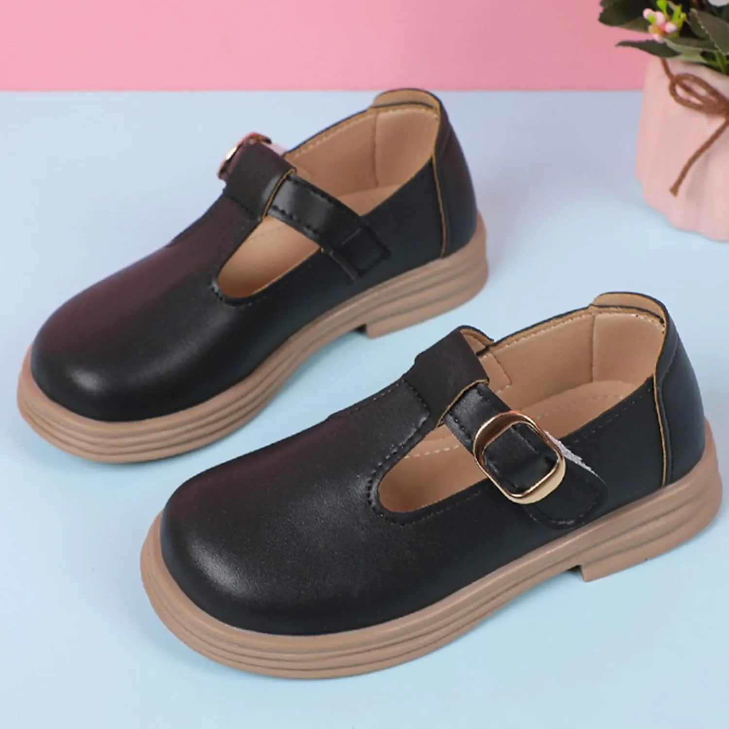 Girls Chunky Heel Mary Jane Dress Shoes School niform T-Strap Ballet Flat Toddler Little Kid Performance Shoes