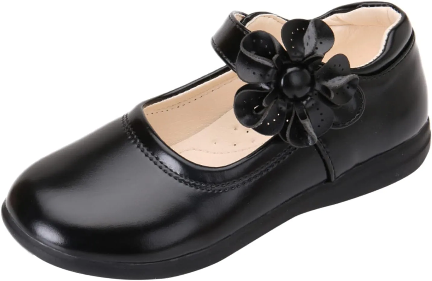 Girls Dress Flat Toddler Girls School Uniform Shoes Mary Jane Flower Ballet Faux Leather Flat for Wedding Part