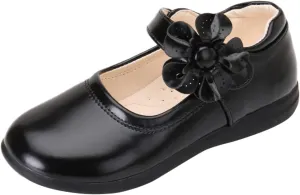 Girls Dress Flat Toddler Girls School Uniform Shoes Mary Jane Flower Ballet Faux Leather Flat for Wedding Part