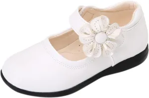 Girls Dress Flat Toddler Girls School Uniform Shoes Mary Jane Flower Ballet Faux Leather Flat for Wedding Part