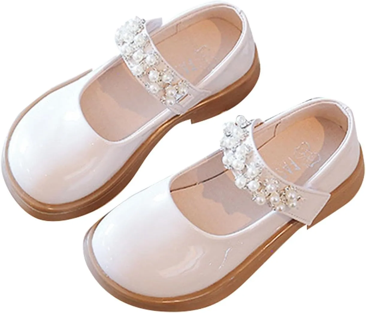 Girl's Mary Jane Dress Ballet Flats with Rhineston𝐞 Strap for Party Wedding School Toddler Patent Leather Loafers