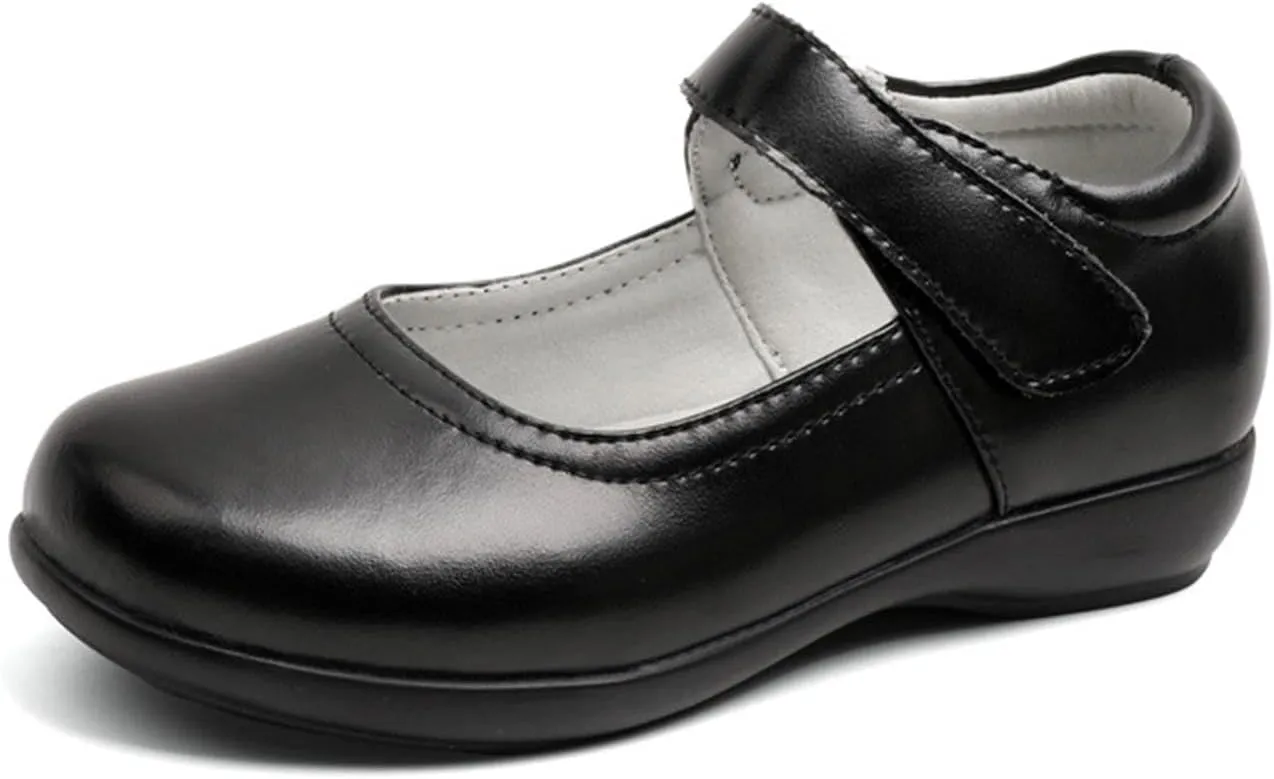 Girl's Mary Jane School niform Shoes Leather Ballet Flat Princess Strap Dress Shoes for Kids Pary Wedding