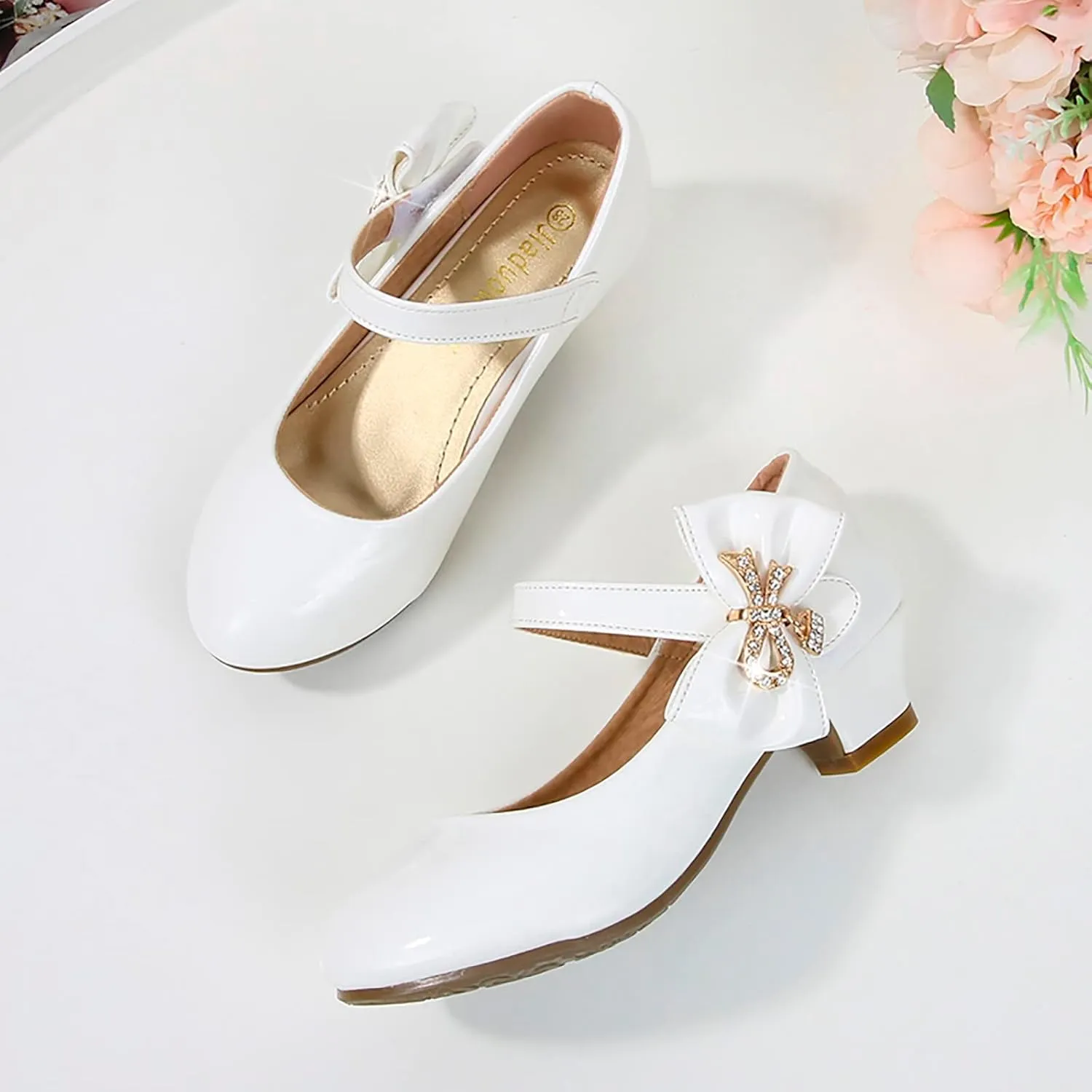 Girls Patent Leather Dress Shoes Low Heels Toddler Mary Jane Shoes Flower Girl Shoes for Little Girls Dress Shoes