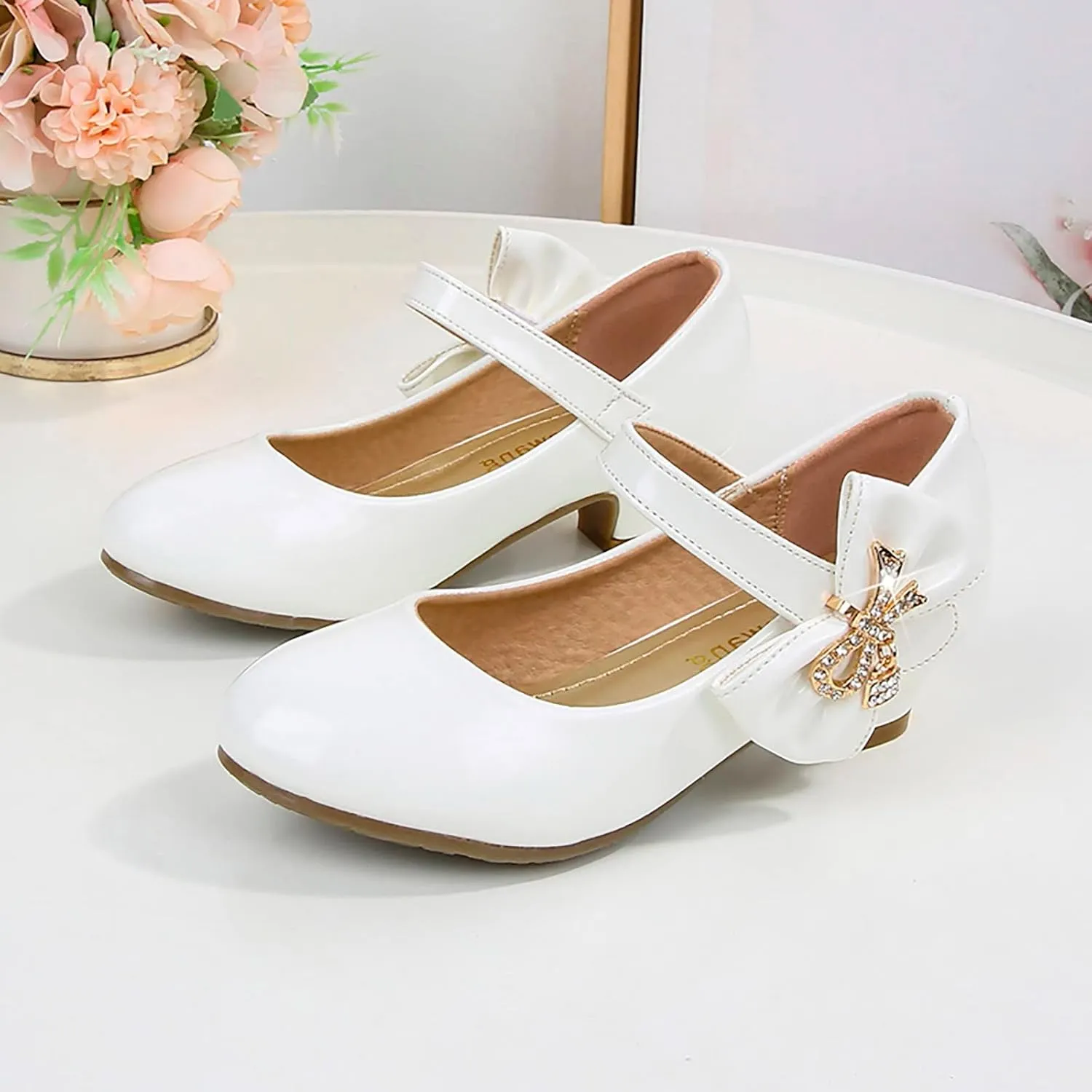 Girls Patent Leather Dress Shoes Low Heels Toddler Mary Jane Shoes Flower Girl Shoes for Little Girls Dress Shoes
