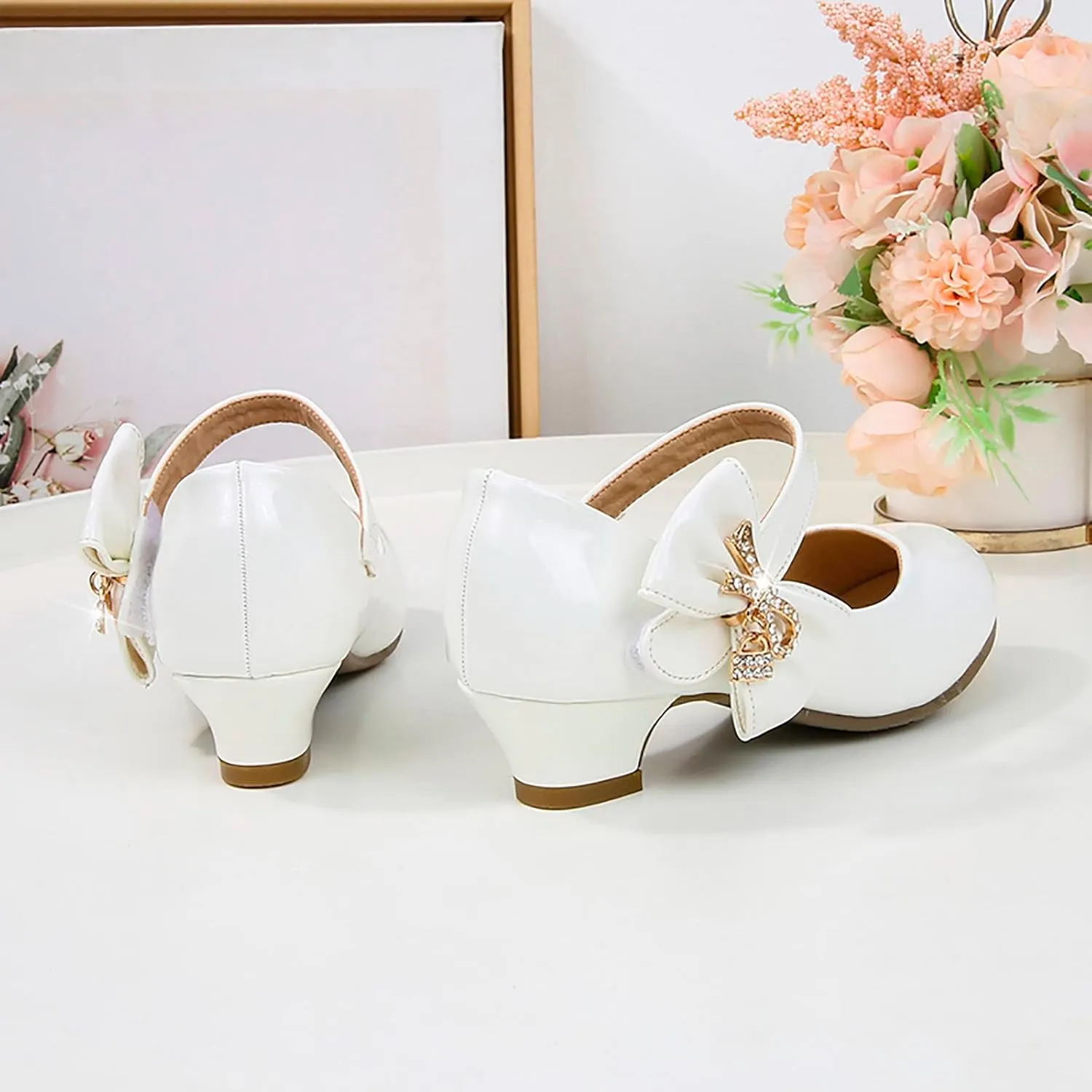 Girls Patent Leather Dress Shoes Low Heels Toddler Mary Jane Shoes Flower Girl Shoes for Little Girls Dress Shoes