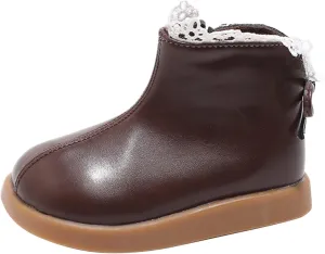 Girls Riding Boots Girls Spring Autumn Winter Fashion Lace Side Zipper Ankle Boots Water Proof PU Leather Fall Boots