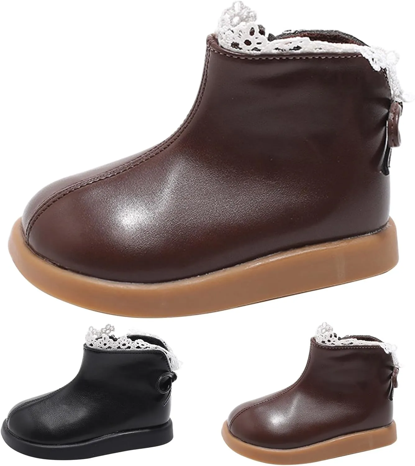 Girls Riding Boots Girls Spring Autumn Winter Fashion Lace Side Zipper Ankle Boots Water Proof PU Leather Fall Boots