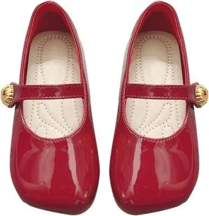 Girls Wide Toe Dress Shoes Ballerina Flat Soft Sole Flat Bottom Solid Color Anti-Slip Breathable Dance Shoes