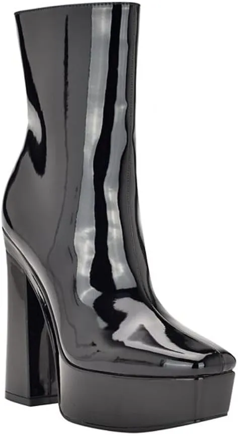 GUESS Womens Byra Zipper Square Toe Block Heels