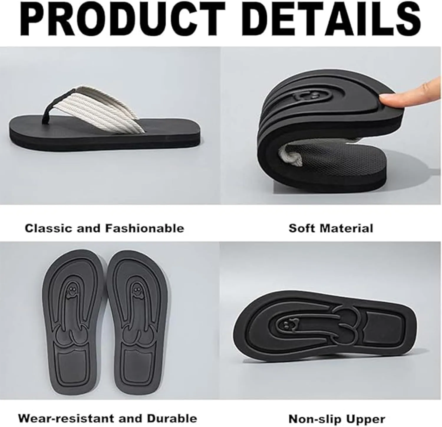 Hidden Shaped Flops, Hidden Pencil Flip Flops Funny Print Flip Flops for Women Men, Spoof Beach Flip Flop