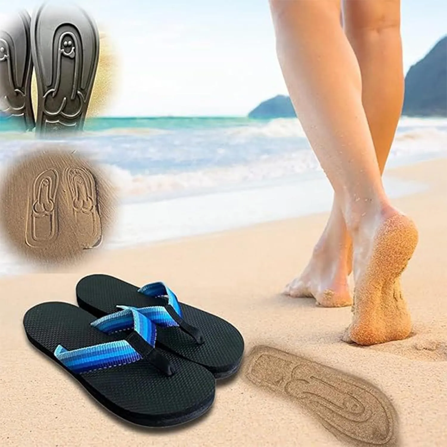 Hidden Shaped Flops, Hidden Pencil Flip Flops Funny Print Flip Flops for Women Men, Spoof Beach Flip Flop