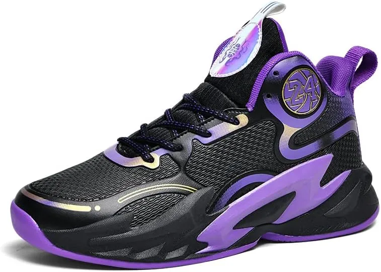 High-Top Boys Basketball Shoes Cushioned Sneakers with Breathable Support for Youth Sports Training