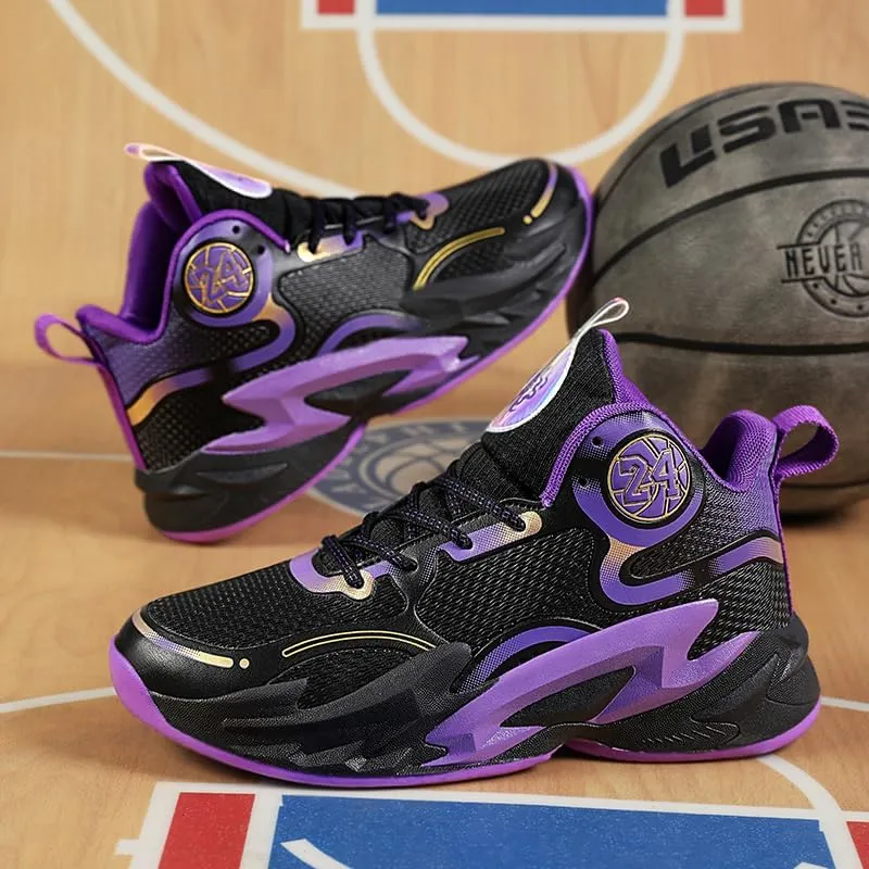 High-Top Boys Basketball Shoes Cushioned Sneakers with Breathable Support for Youth Sports Training