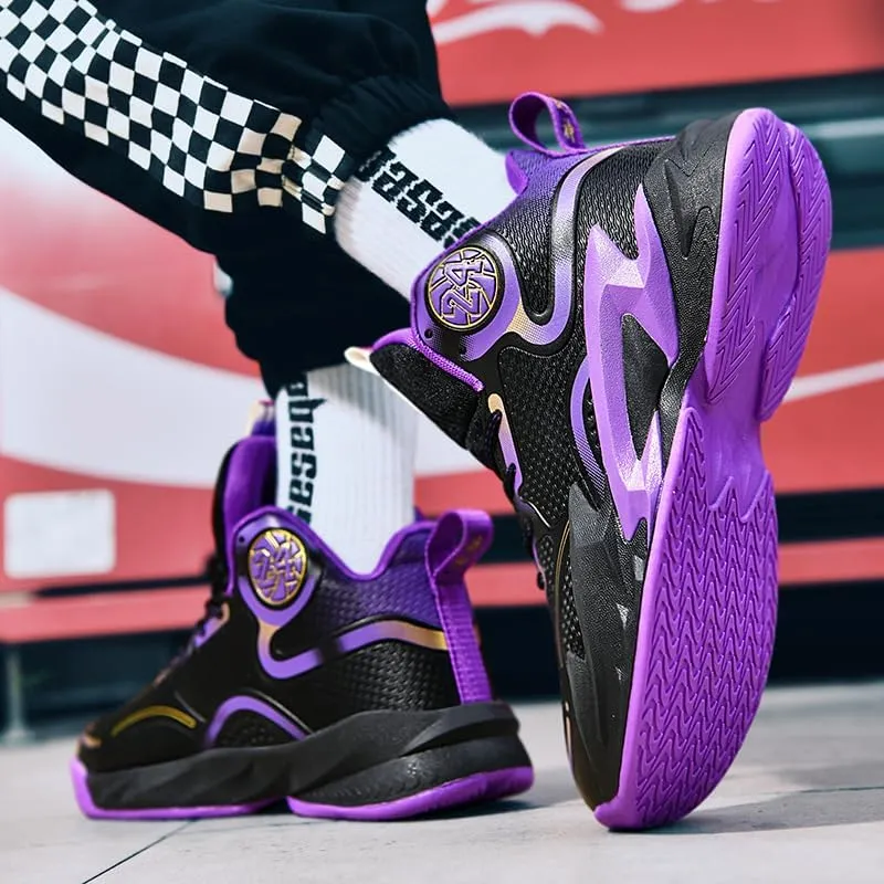 High-Top Boys Basketball Shoes Cushioned Sneakers with Breathable Support for Youth Sports Training