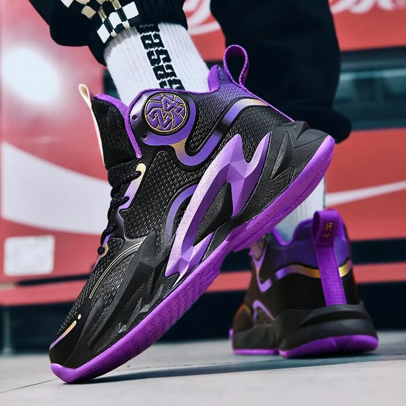 High-Top Boys Basketball Shoes Cushioned Sneakers with Breathable Support for Youth Sports Training