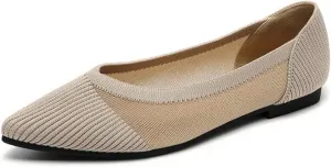 HROYL Women's Mesh Ballet Flats Shoes Pointed Toe Comfortable Dressy Slip On Knit Ballet Flat Model XTZ-A8-YS