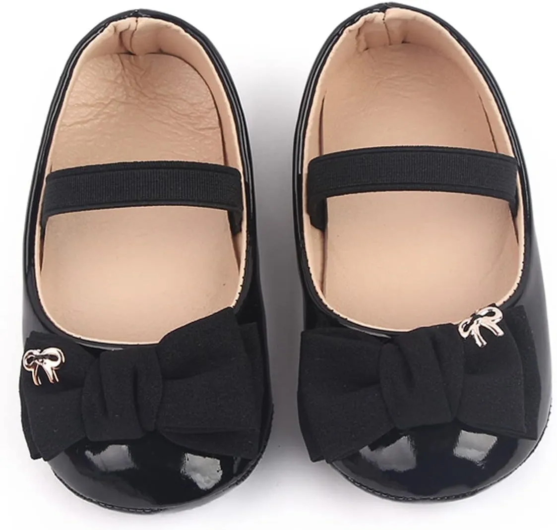 Infant Baby Girl Mary Jane Dress Shoes Ballet Flats for Girl Wedding Party School Shoes Bowknot Shoes