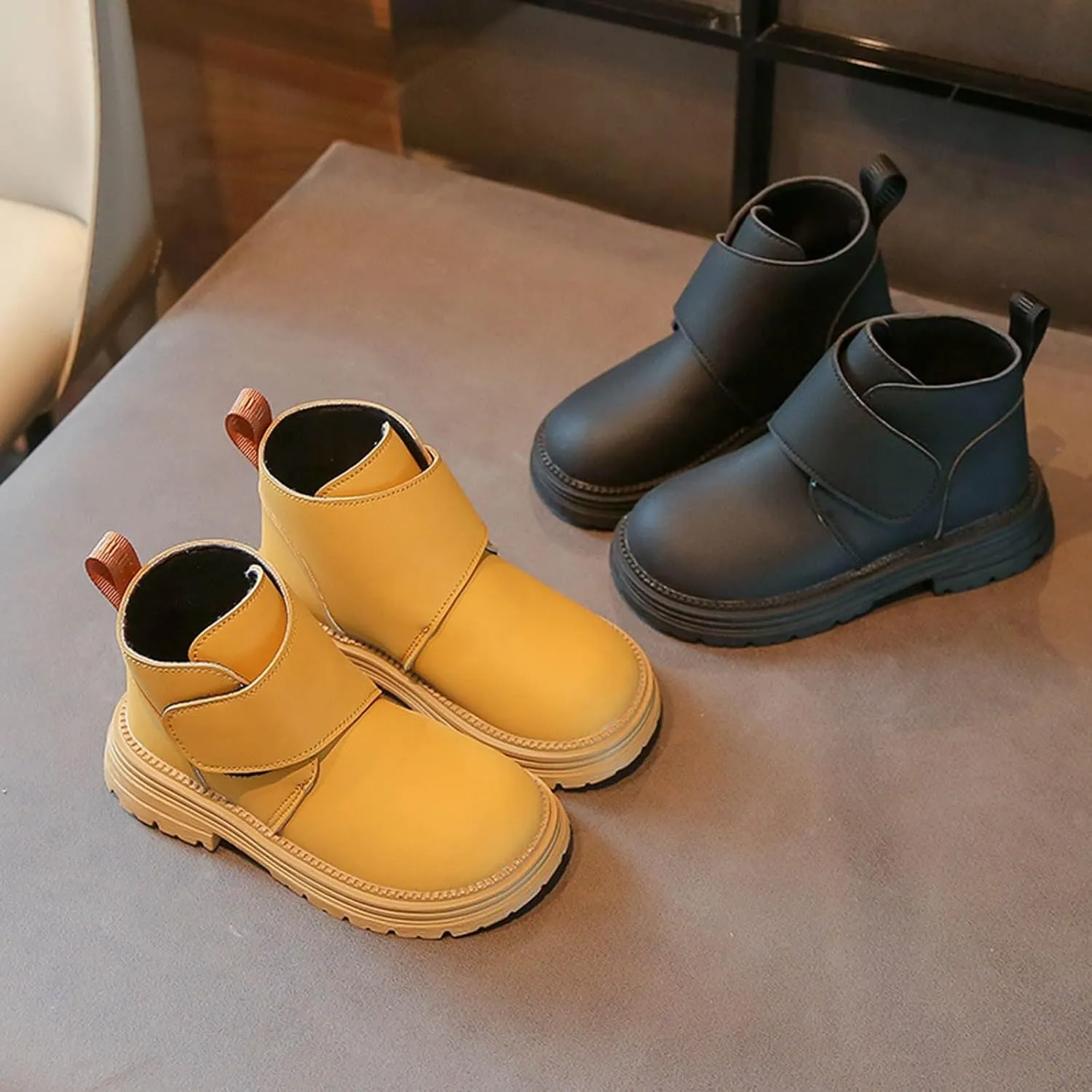 Infant Boots Boys Toddler Little Kid Warm Furry Winter Ankle Flat Snow Boot Snowproof Solid Color Leather Comfort Shoes