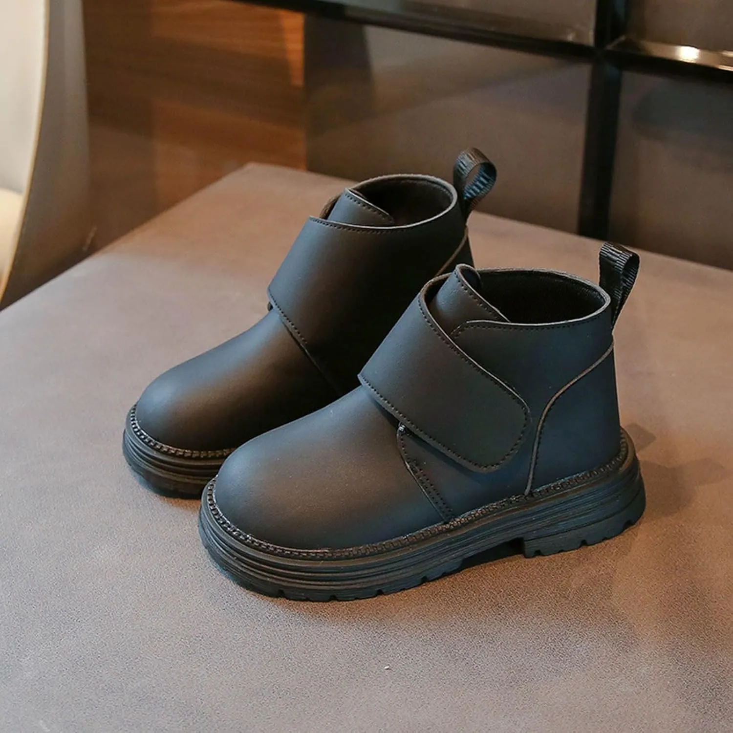 Infant Boots Boys Toddler Little Kid Warm Furry Winter Ankle Flat Snow Boot Snowproof Solid Color Leather Comfort Shoes