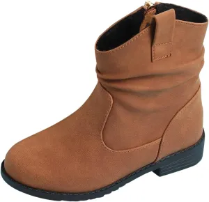 Infant Boots Girls Zip Side Boots Western Boots Kids Ankle Boots Girls Low Heel Riding Booties Leather Comfort Shoes