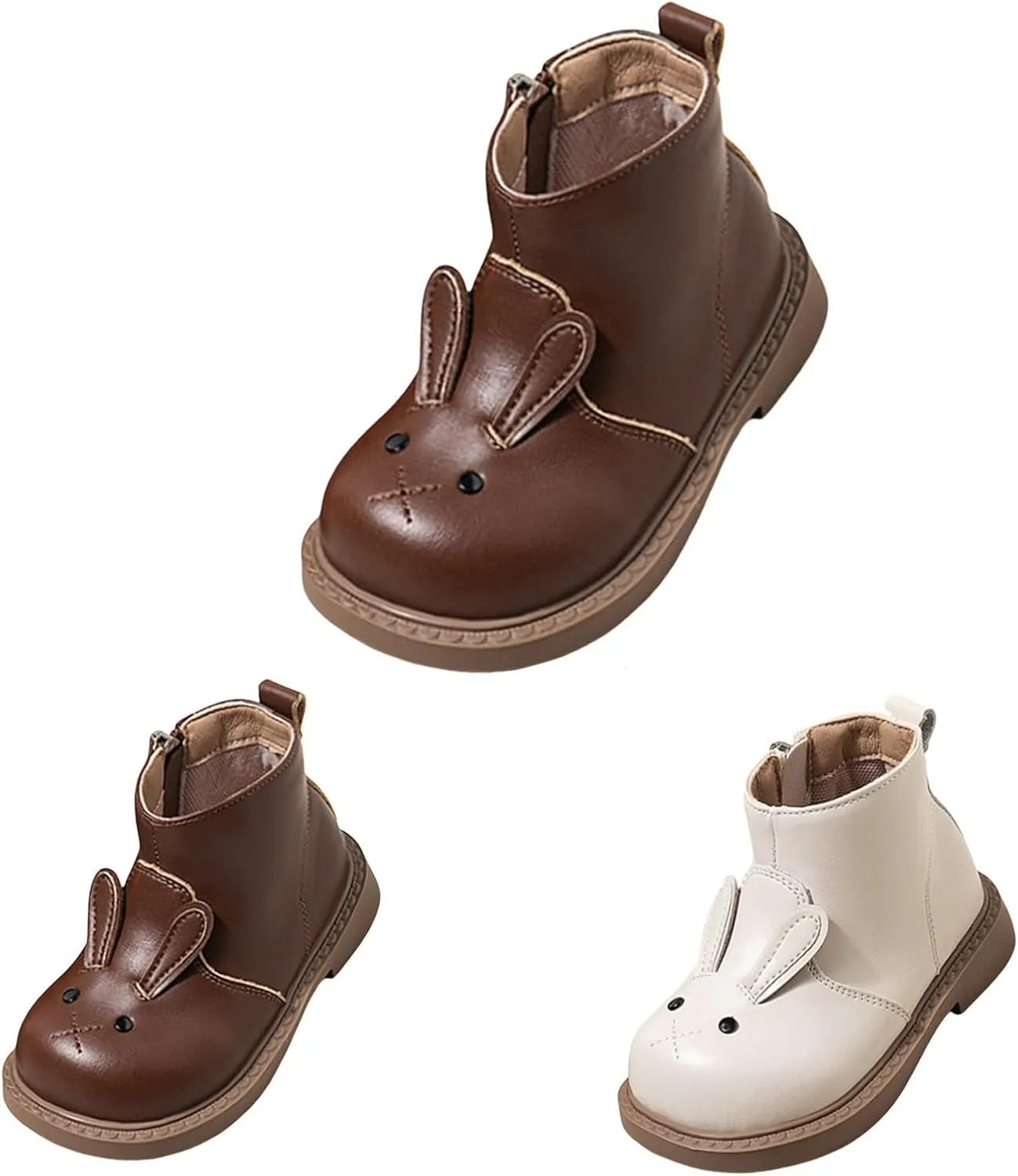 Infant Toddler Cute Rabbit Ankle Boots Flat Bottom Non Slip Winter Fashion Round Toe Solid Side Boots for Children Girls