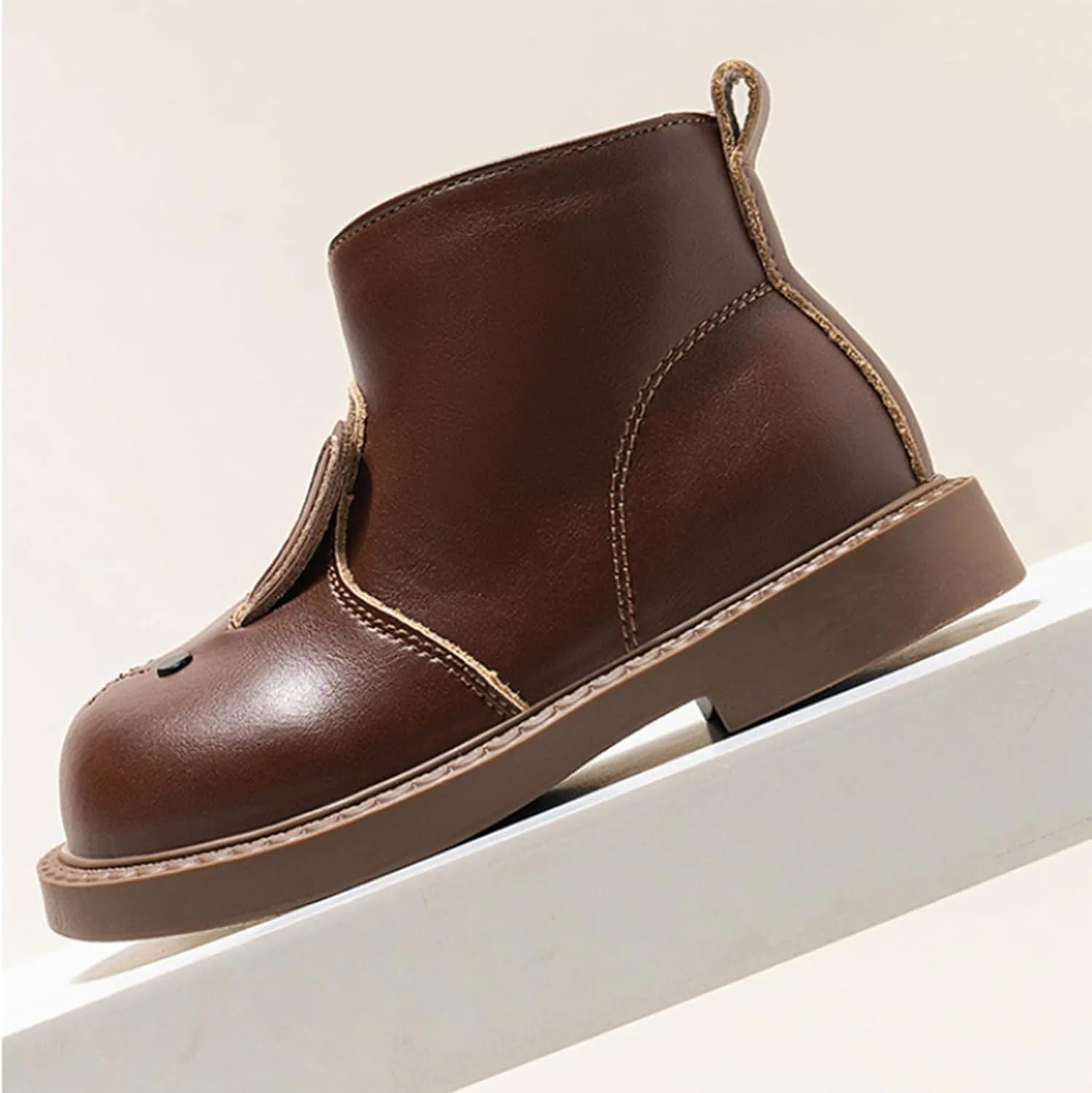 Infant Toddler Cute Rabbit Ankle Boots Flat Bottom Non Slip Winter Fashion Round Toe Solid Side Boots for Children Girls