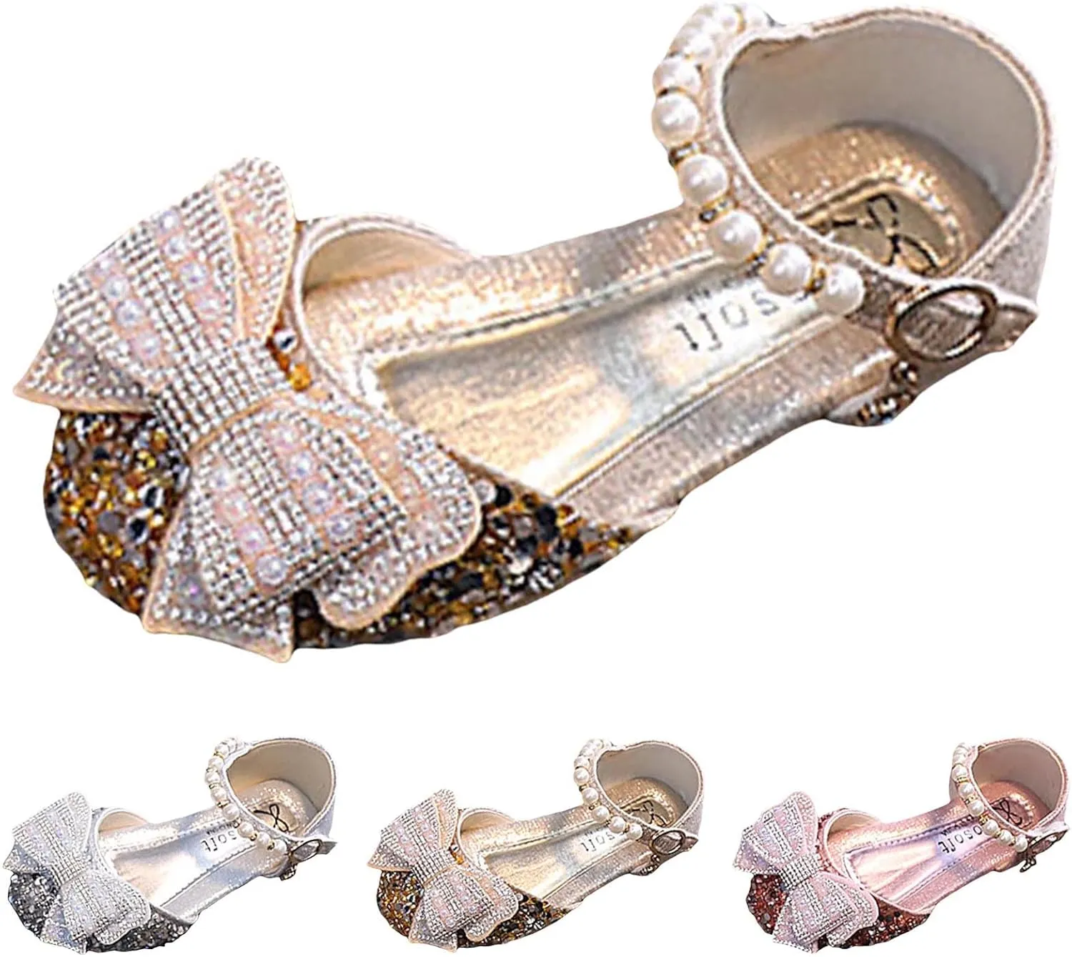 IWIHMIV Girls Flower Shoes Comfortable Low Heel Hook Loop Mary Jane Ballerina Dress Shoes for Daily/Wedding/Party