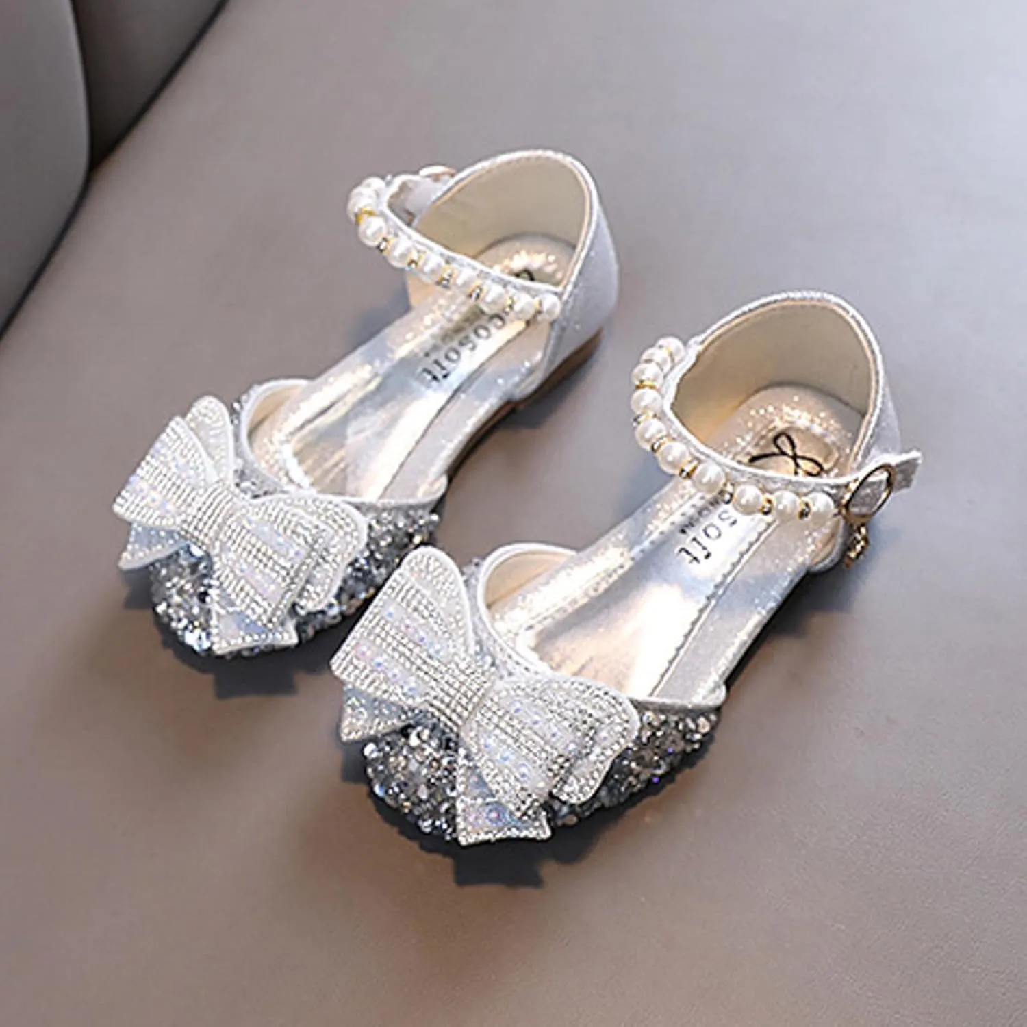 IWIHMIV Girls Flower Shoes Comfortable Low Heel Hook Loop Mary Jane Ballerina Dress Shoes for Daily/Wedding/Party