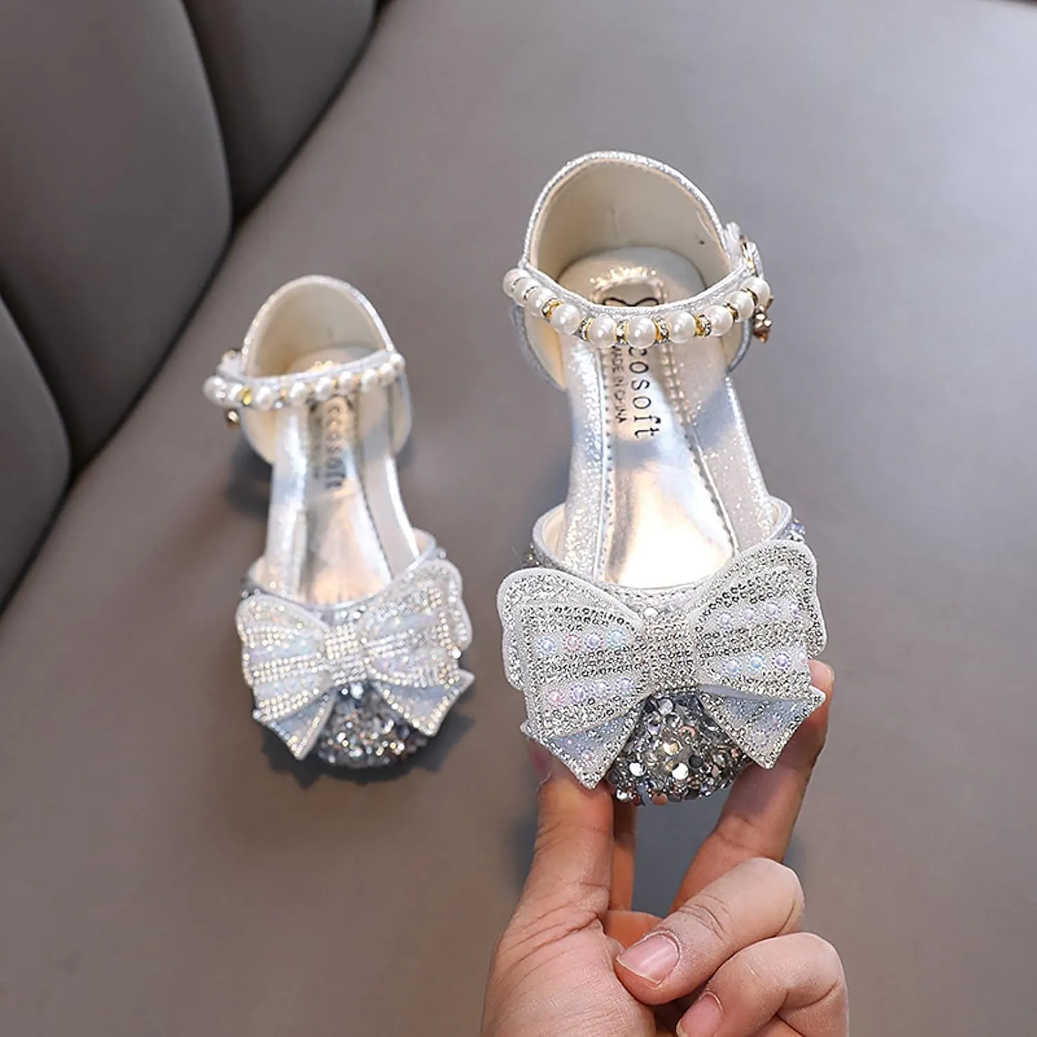 IWIHMIV Girls Flower Shoes Comfortable Low Heel Hook Loop Mary Jane Ballerina Dress Shoes for Daily/Wedding/Party