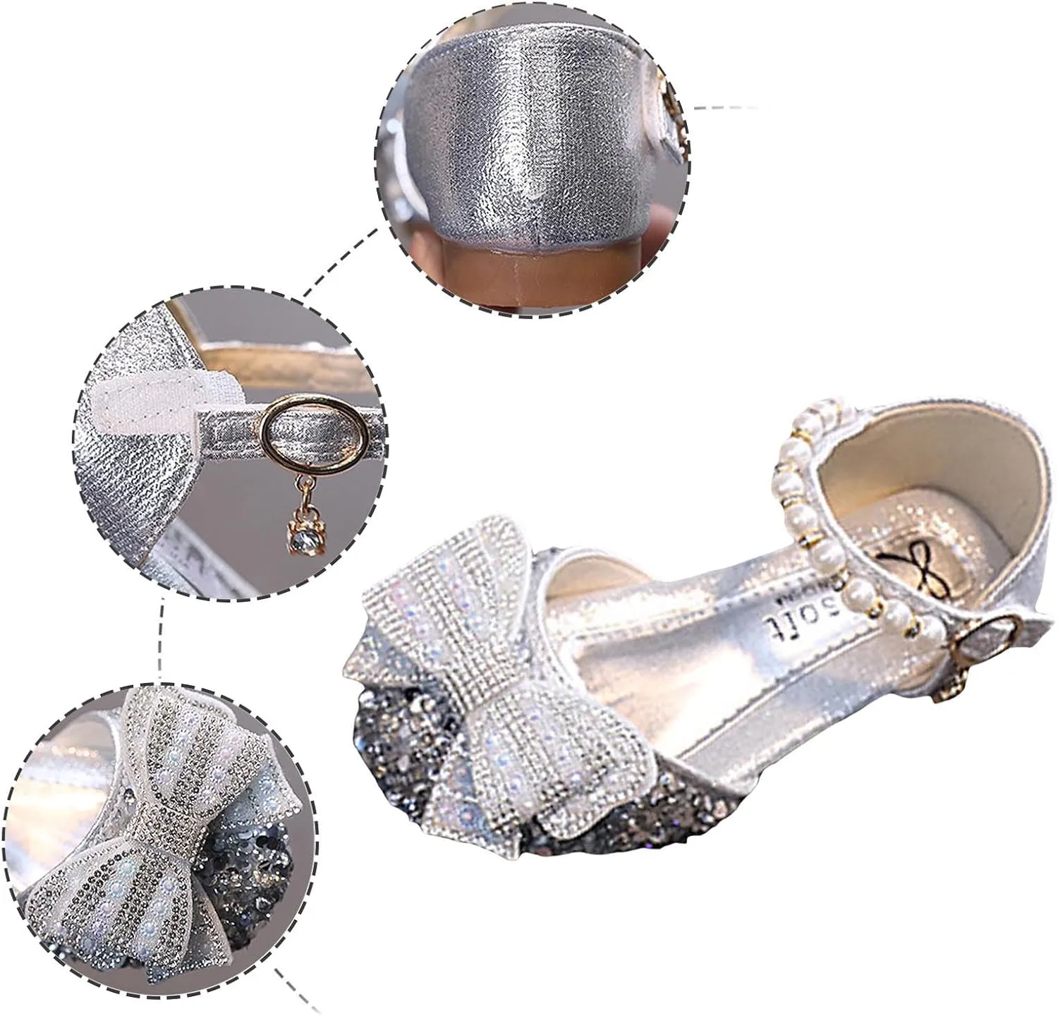 IWIHMIV Girls Flower Shoes Comfortable Low Heel Hook Loop Mary Jane Ballerina Dress Shoes for Daily/Wedding/Party