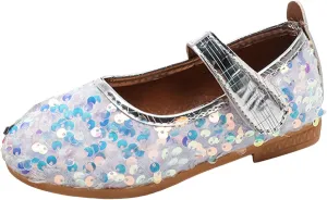 IWIHMIV Girls Soft Soled Flat Ballet Shoes Comfortable Non Slip Mary Jane Walking Party Dress Shoes for Toddler