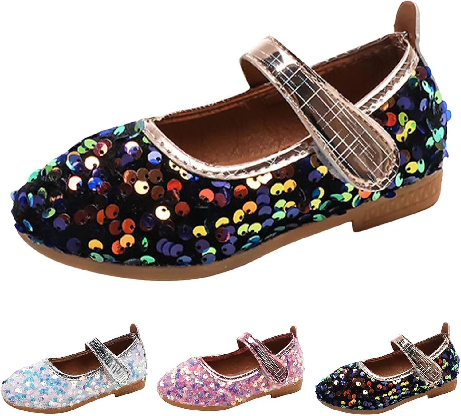 IWIHMIV Girls Soft Soled Flat Ballet Shoes Comfortable Non Slip Mary Jane Walking Party Dress Shoes for Toddler