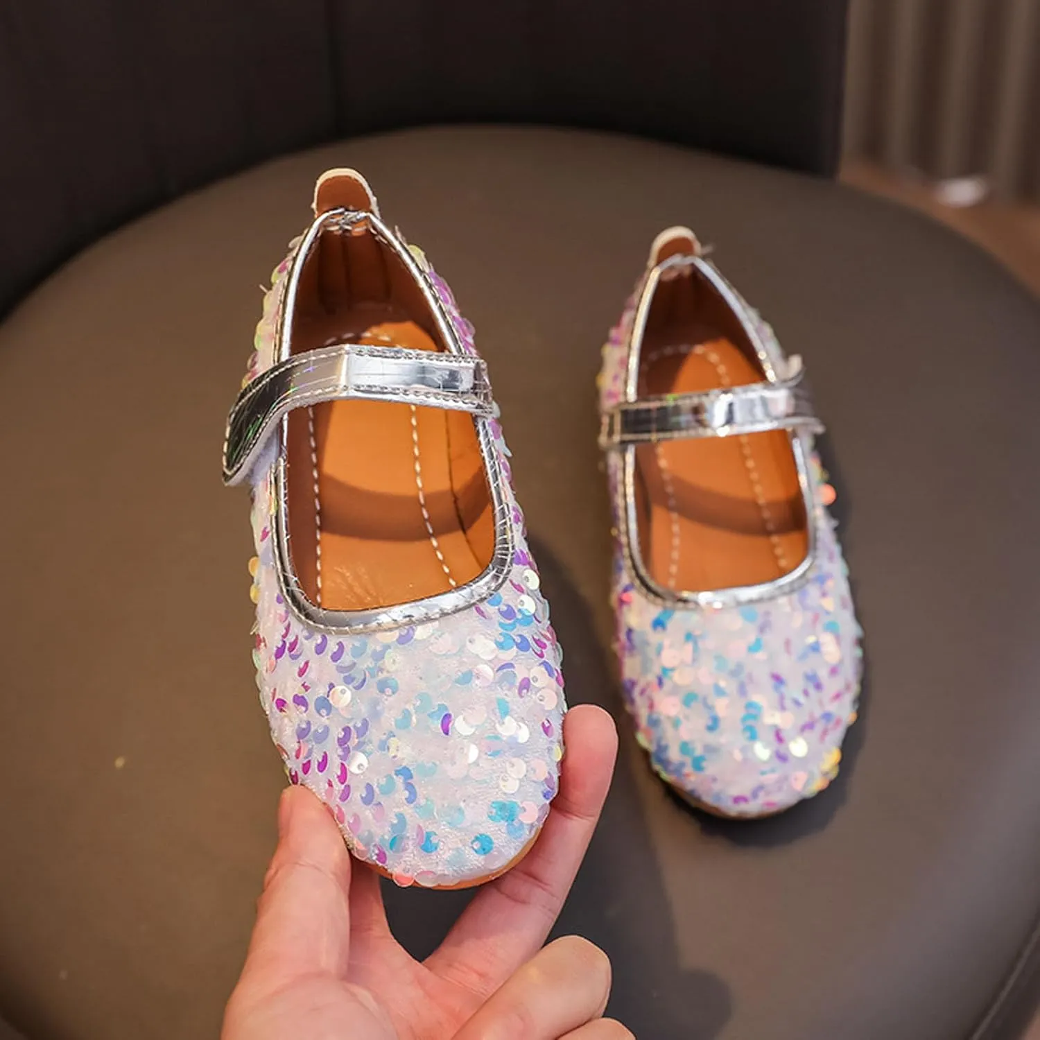 IWIHMIV Girls Soft Soled Flat Ballet Shoes Comfortable Non Slip Mary Jane Walking Party Dress Shoes for Toddler