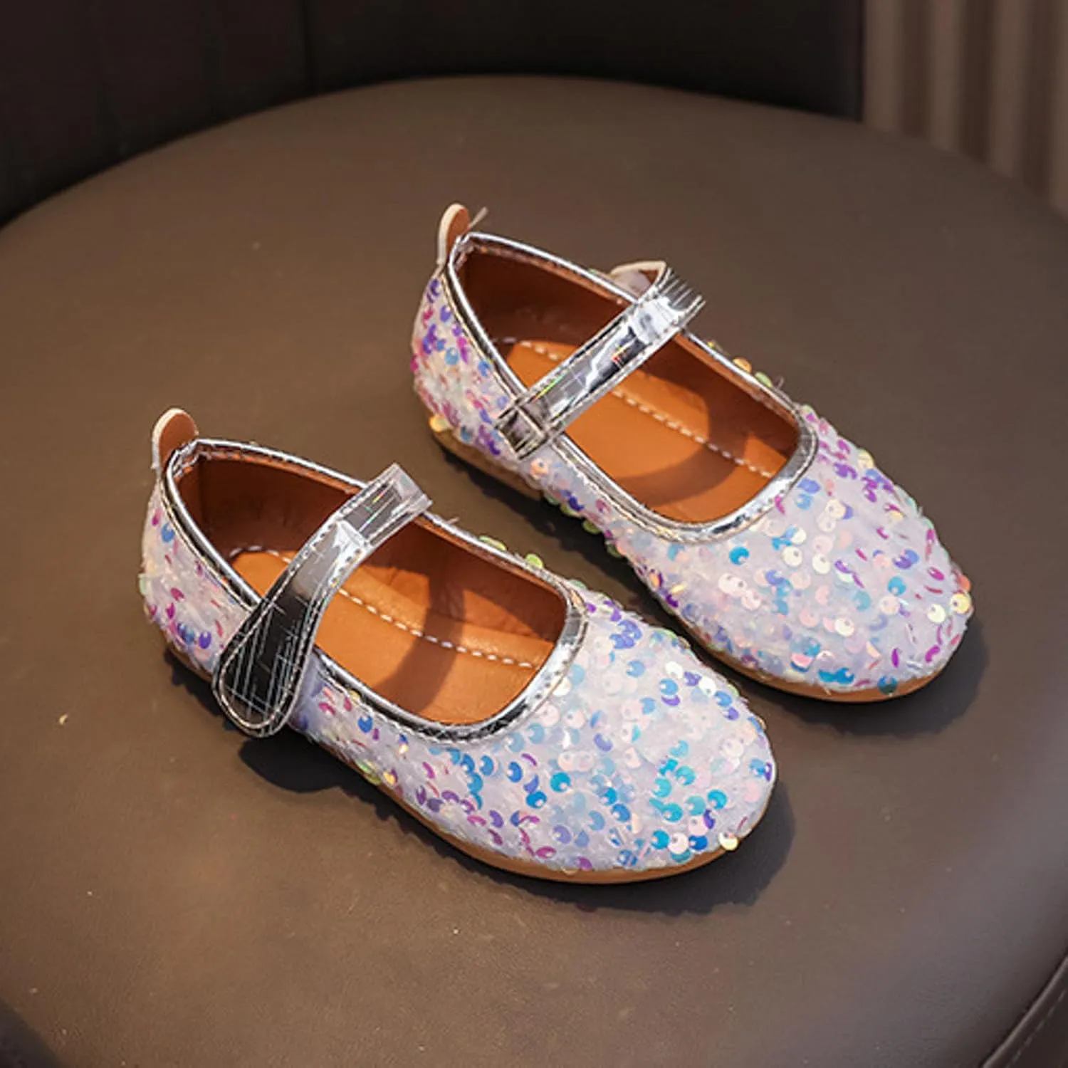 IWIHMIV Girls Soft Soled Flat Ballet Shoes Comfortable Non Slip Mary Jane Walking Party Dress Shoes for Toddler