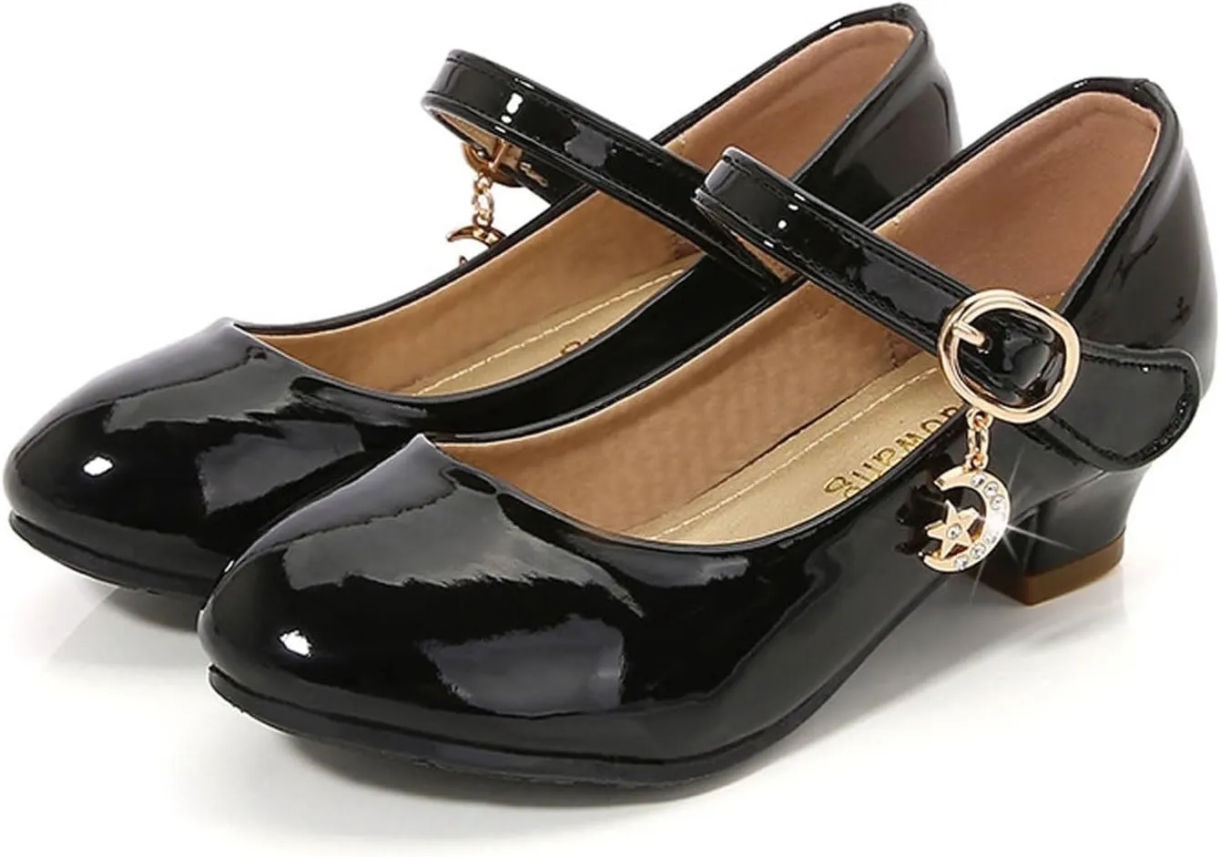 IWIHMIV Little Girls Mary Jane Shoes with Low Heel Comfortable Princess Dress Shoes for Wedding School Party
